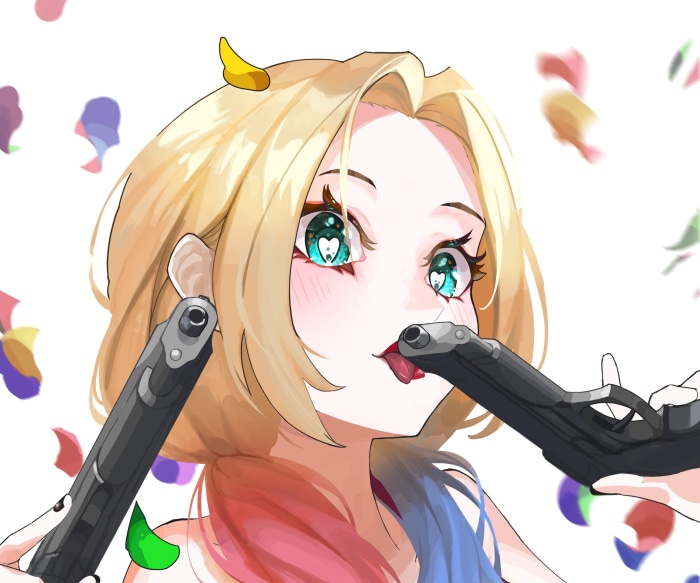 Harley Quinn from DC Comics with guns