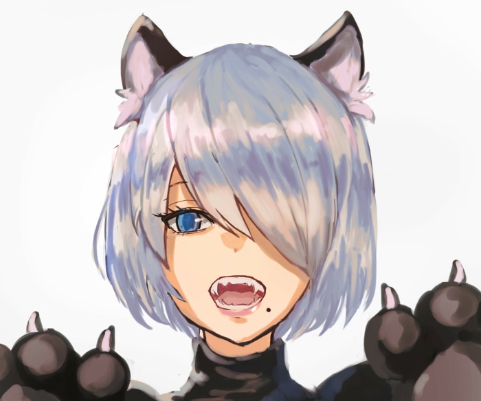 2B from NieR: Automata with animal ears