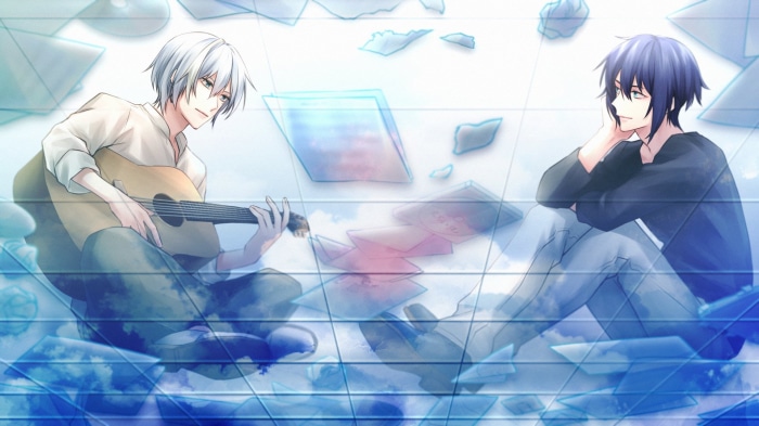 Banri Ogami and Yuki from IDOLiSH7 with a guitar