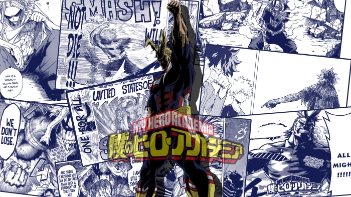 All Might from My Hero Academia Manga Collage