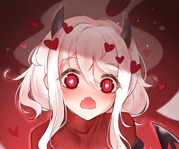 Modeus from Helltaker with hearts