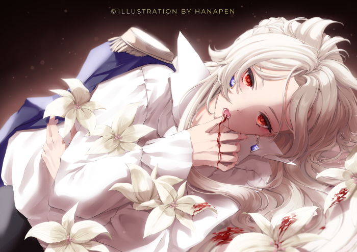Albedo from Genshin Impact with lilies