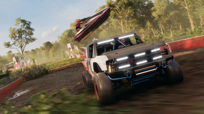 Ford Performance off-road truck and jet ski in Forza Horizon 5