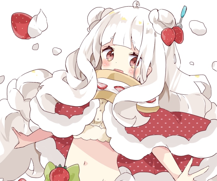 Girl with strawberry cake