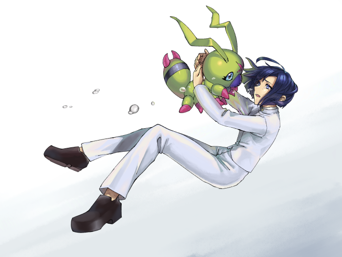Ken Ichijouji and Wormmon from Digimon Tamers