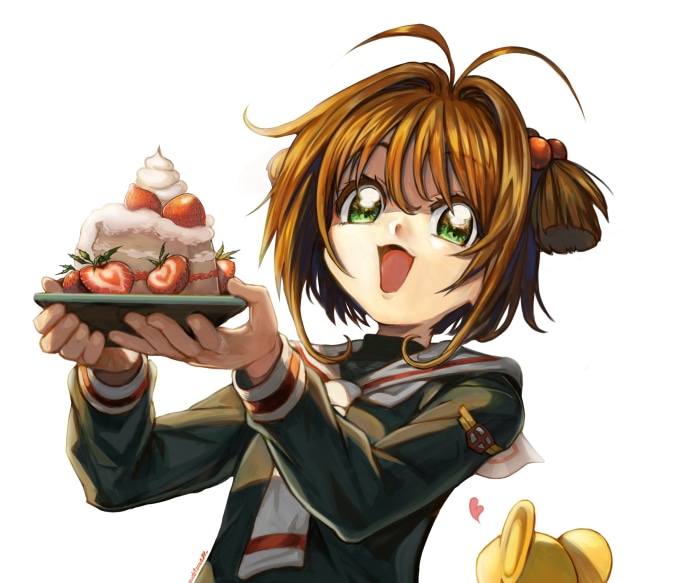 Sakura Kinomoto from Cardcaptor Sakura with a cake