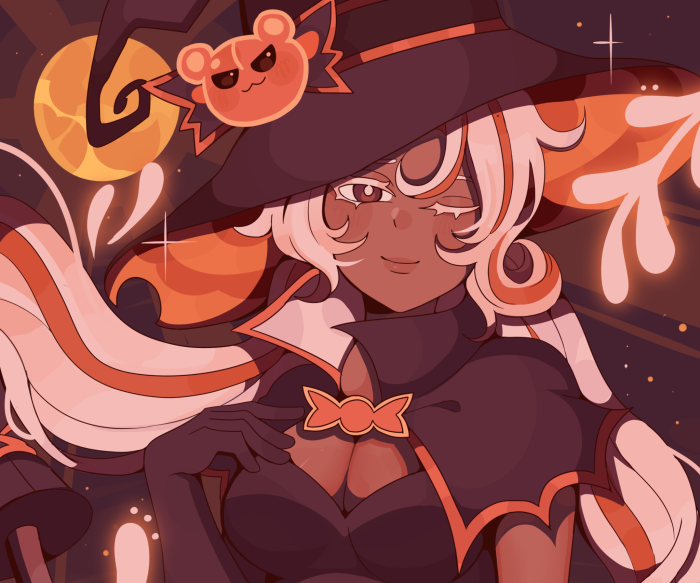 Latte Cookie from Cookie Run: Kingdom as a witch