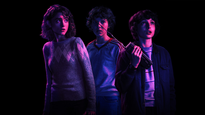 Stranger Things Characters with Neon Lighting