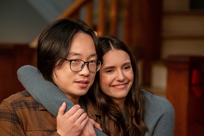 Nina Dobrev and Jimmy O. Yang in Love Hard