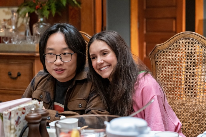 Nina Dobrev and Jimmy O. Yang in Love Hard