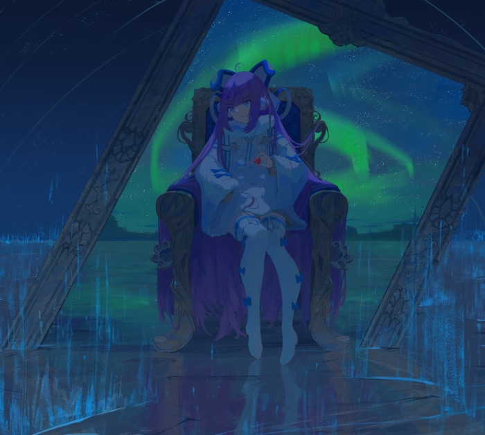 Tashkent from Azur Lane on a throne