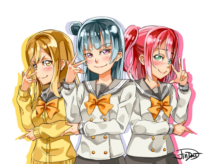 Yoshiko Tsushima, Hanamaru Kunikida, and Ruby Kurosawa from Love Live! Sunshine!!