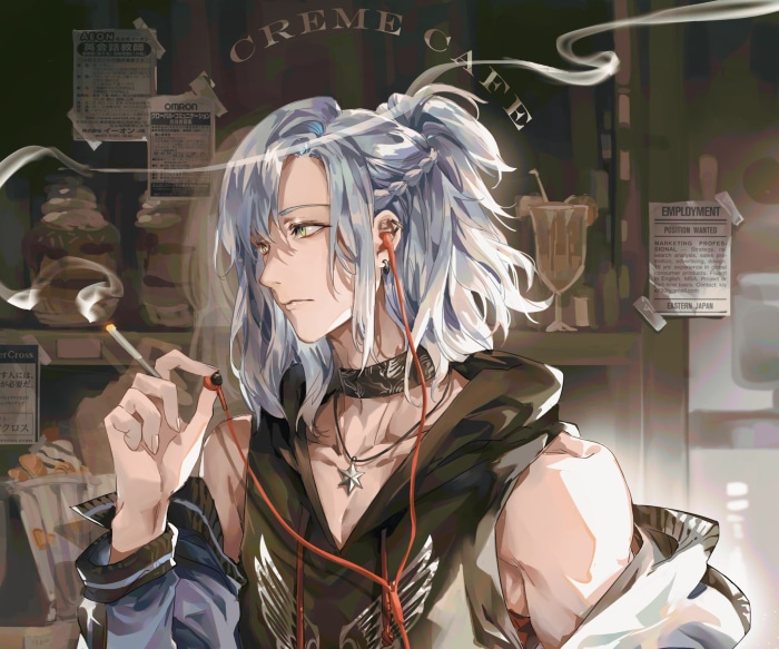 Akira from BlackStar ~Theater Starless~ smoking