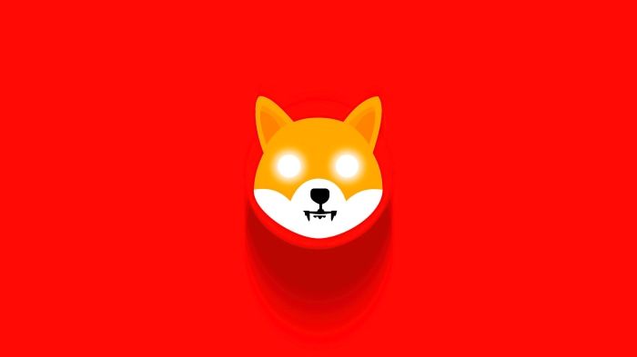 Shiba Inu coin logo on red background