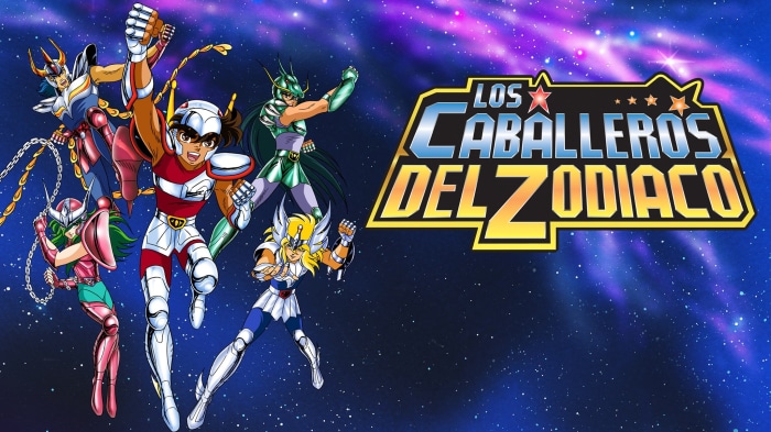 Saint Seiya characters in space with logo