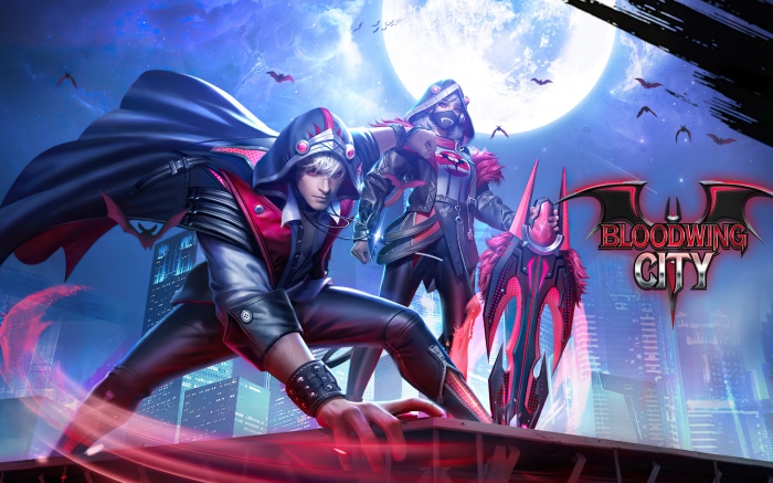 Bloodwing City characters with bats and moon
