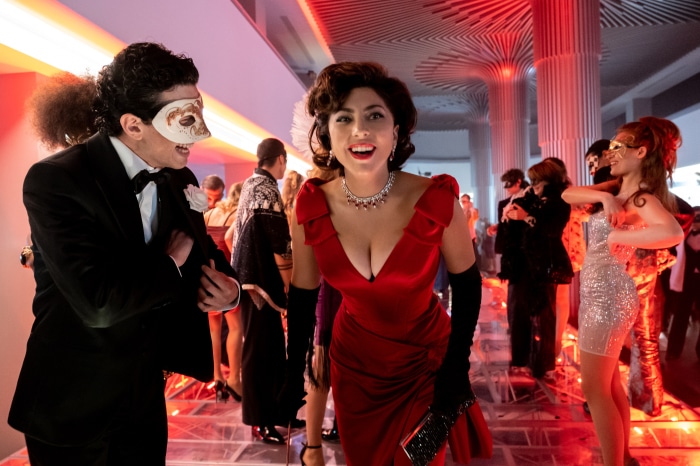 Lady Gaga and man in mask at party