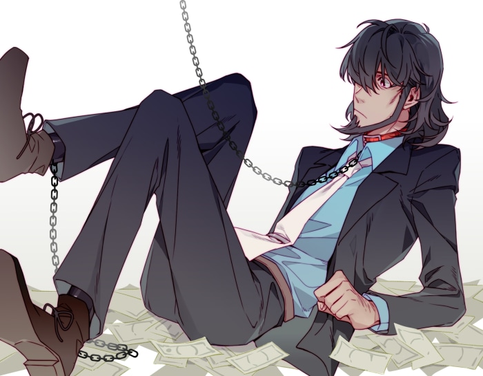Man in Suit Chained on Money