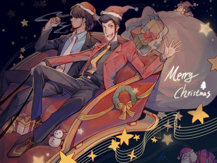 Lupin the Third and Daisuke Jigen in a Sleigh