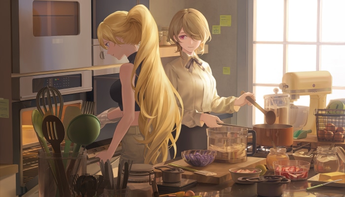 Durandal and Rita Rossweisse cooking in a kitchen