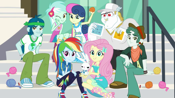 My Little Pony: Equestria Girls characters on stairs