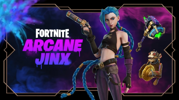 Fortnite Arcane Jinx with weapons