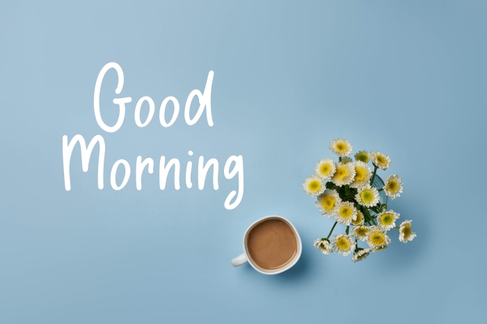 Good Morning with Coffee and Flowers