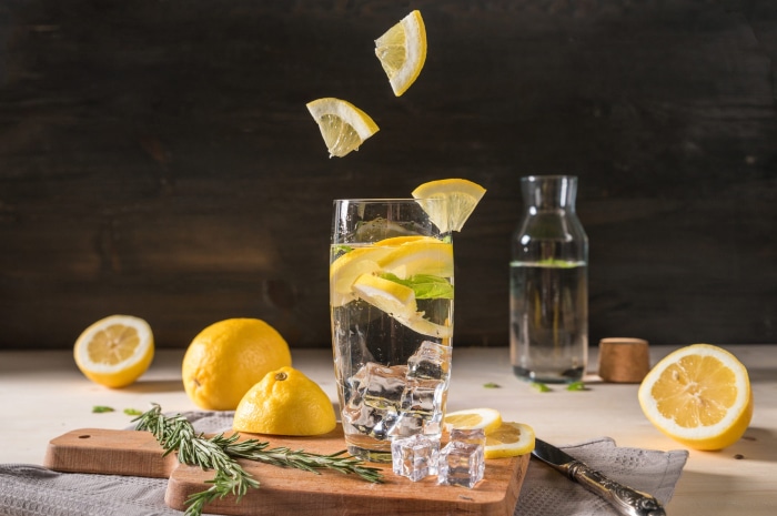 Lemonade with lemons and rosemary