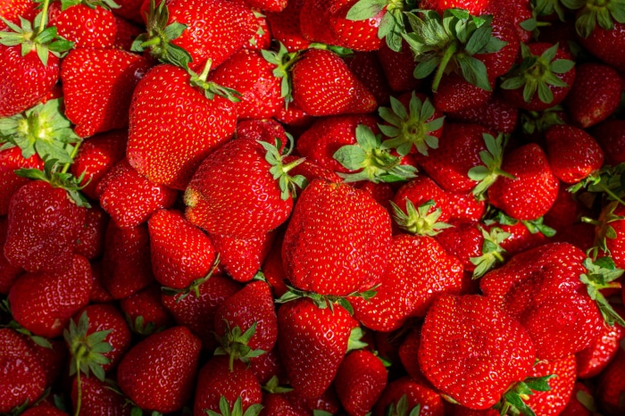 Pile of fresh red strawberries