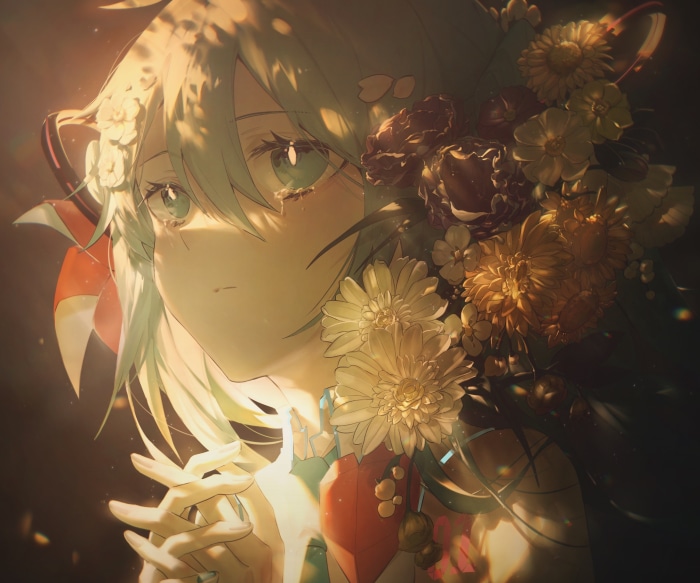 Hatsune Miku with flowers