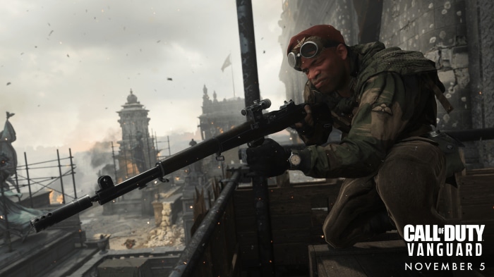 Soldier aiming rifle in Call of Duty: Vanguard