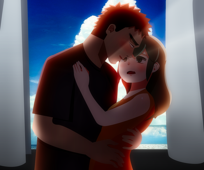 Futaba Igarashi and Harumi Takeda hugging