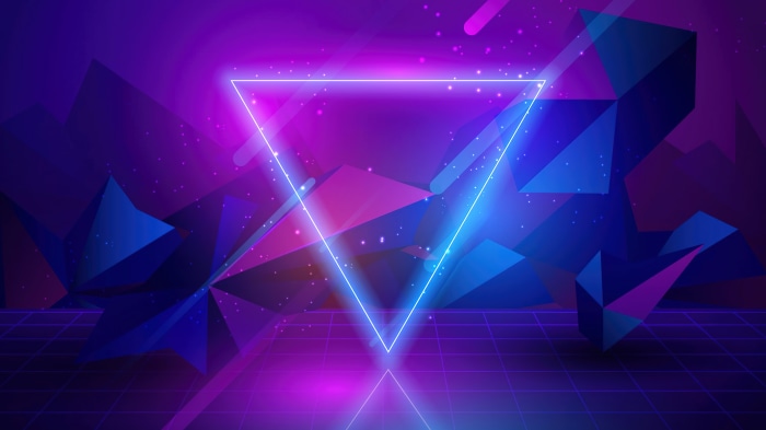 Neon Triangle with Geometric Shapes