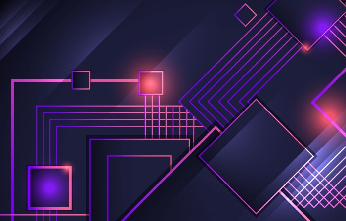 Abstract Geometric Shapes with Neon Lines