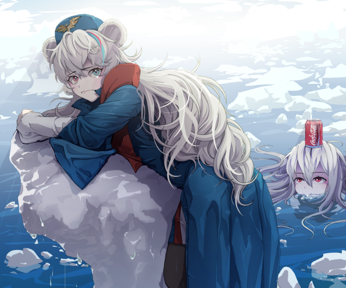 Rosa and Skadi from Arknights in icy water