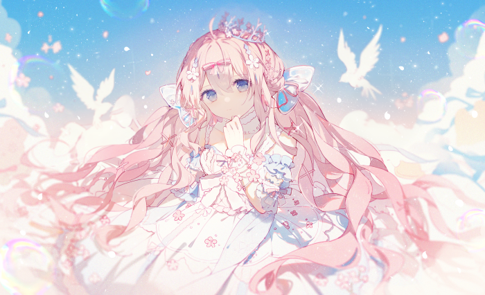 Anime girl with pink hair and crown