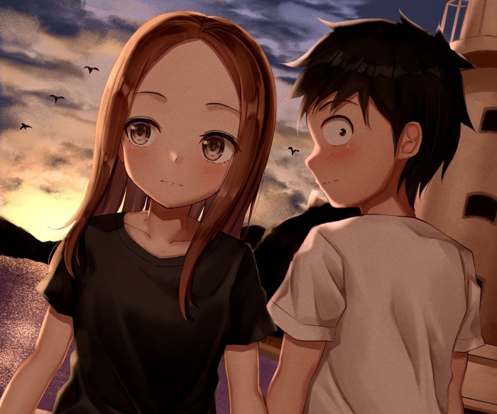Takagi and Nishikata from Karakai Jouzu No Takagi-san