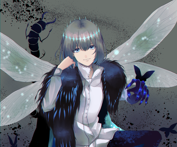 Oberon from Fate/Grand Order with wings and insect motifs