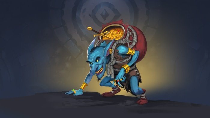 Goblin carrying a sack of treasure from Vault Of The Void