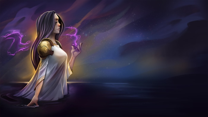 Woman with purple energy in the Vault of the Void