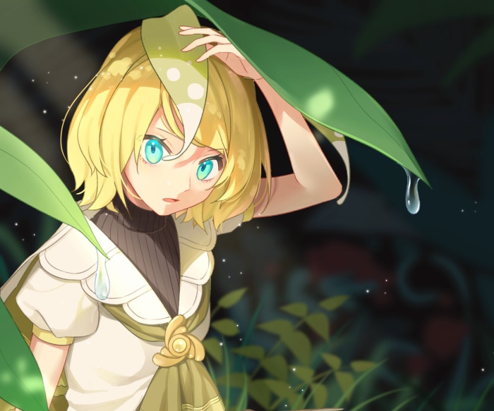 Rin Kagamine from Vocaloid in a forest