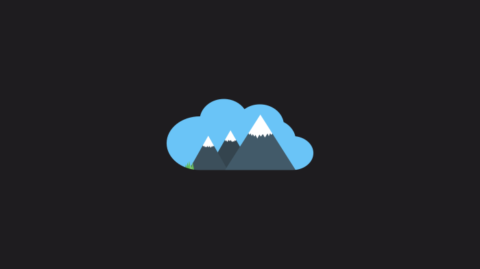 Minimalist cloud with mountains and trees
