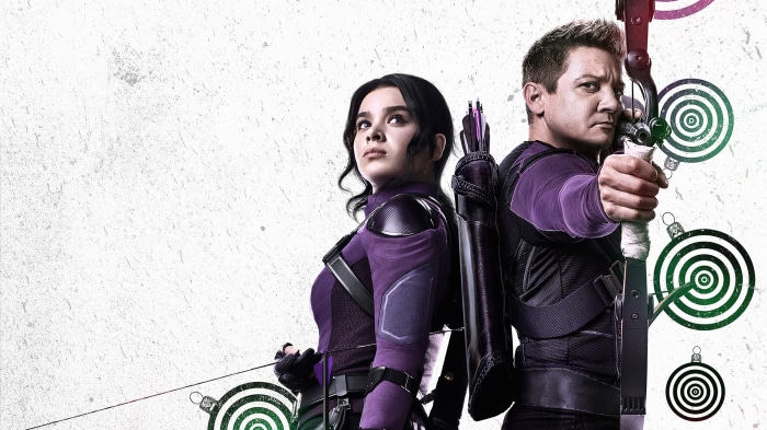 Hawkeye Clint Barton and Kate Bishop with bows