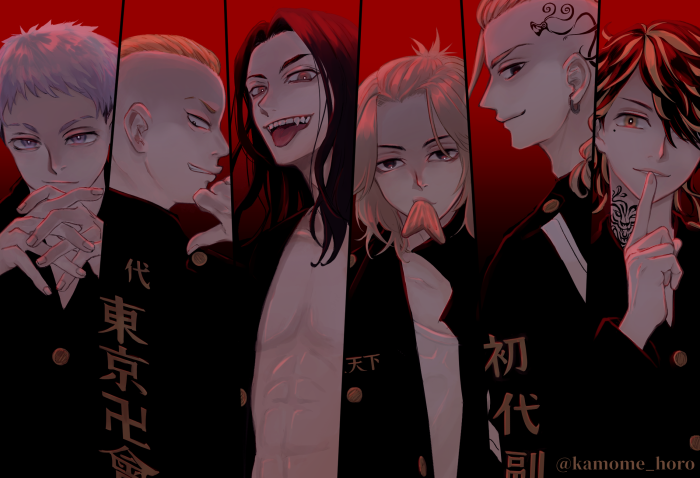Tokyo Revengers characters in black uniforms