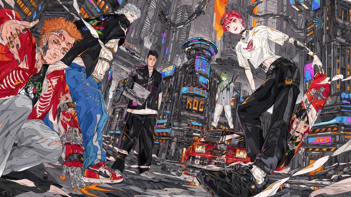 Asus ROG 4K characters in a futuristic city