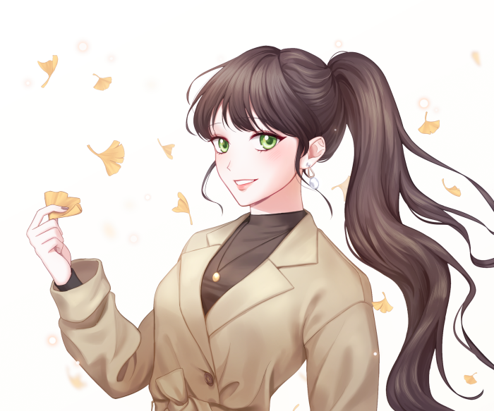 Girl with Green Eyes and Ponytail