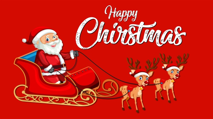 Santa Claus in Sleigh with Reindeer