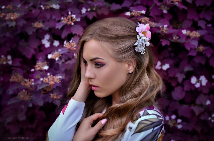 Model with flower in hair