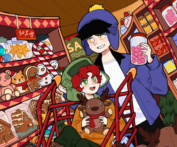 Craig Tucker and Kyle Broflovski from South Park Christmas Shopping