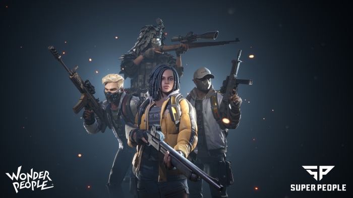 Super People characters with guns